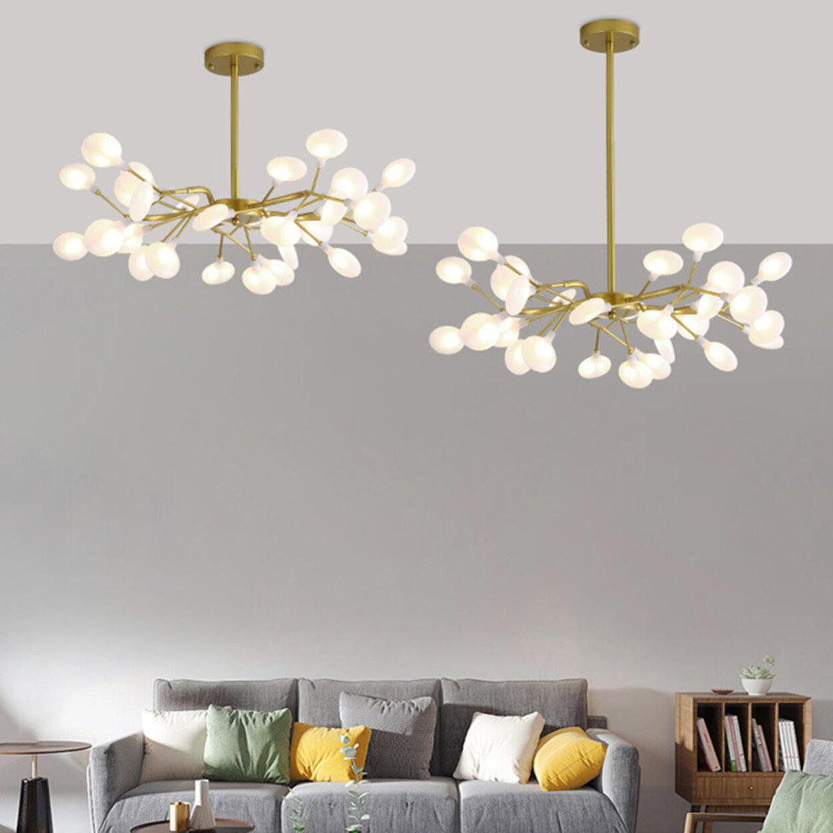 Organic Gold Branch Sputnik Acrylic Chandelier Image - 25