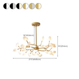 Organic Gold Branch Sputnik Acrylic Chandelier #size