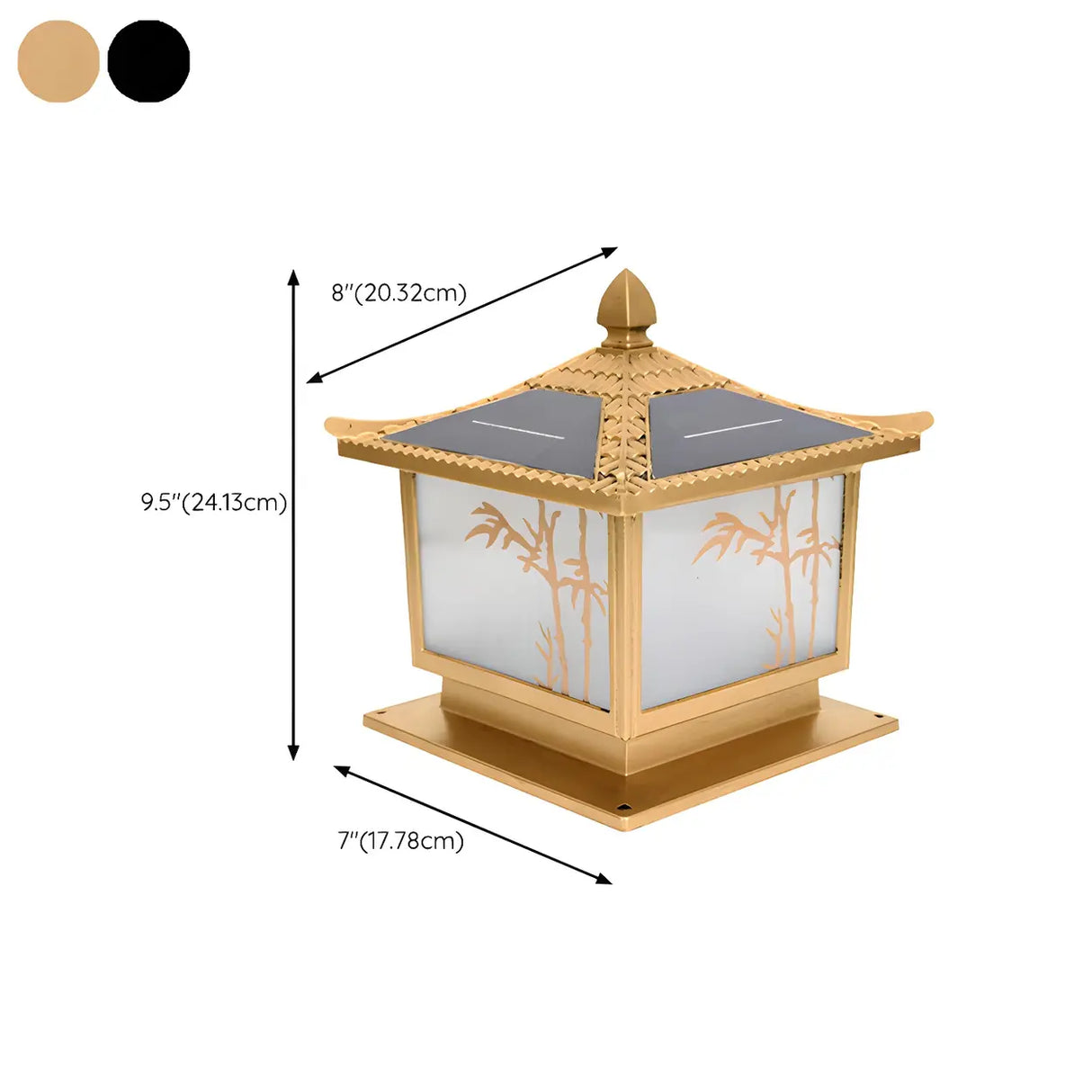 Oriental Bronze Solar Pagoda Bamboo Decor Garden Lamp 