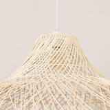 Oriental Cone Cane Rattan Beige Pendant Light Image - 12