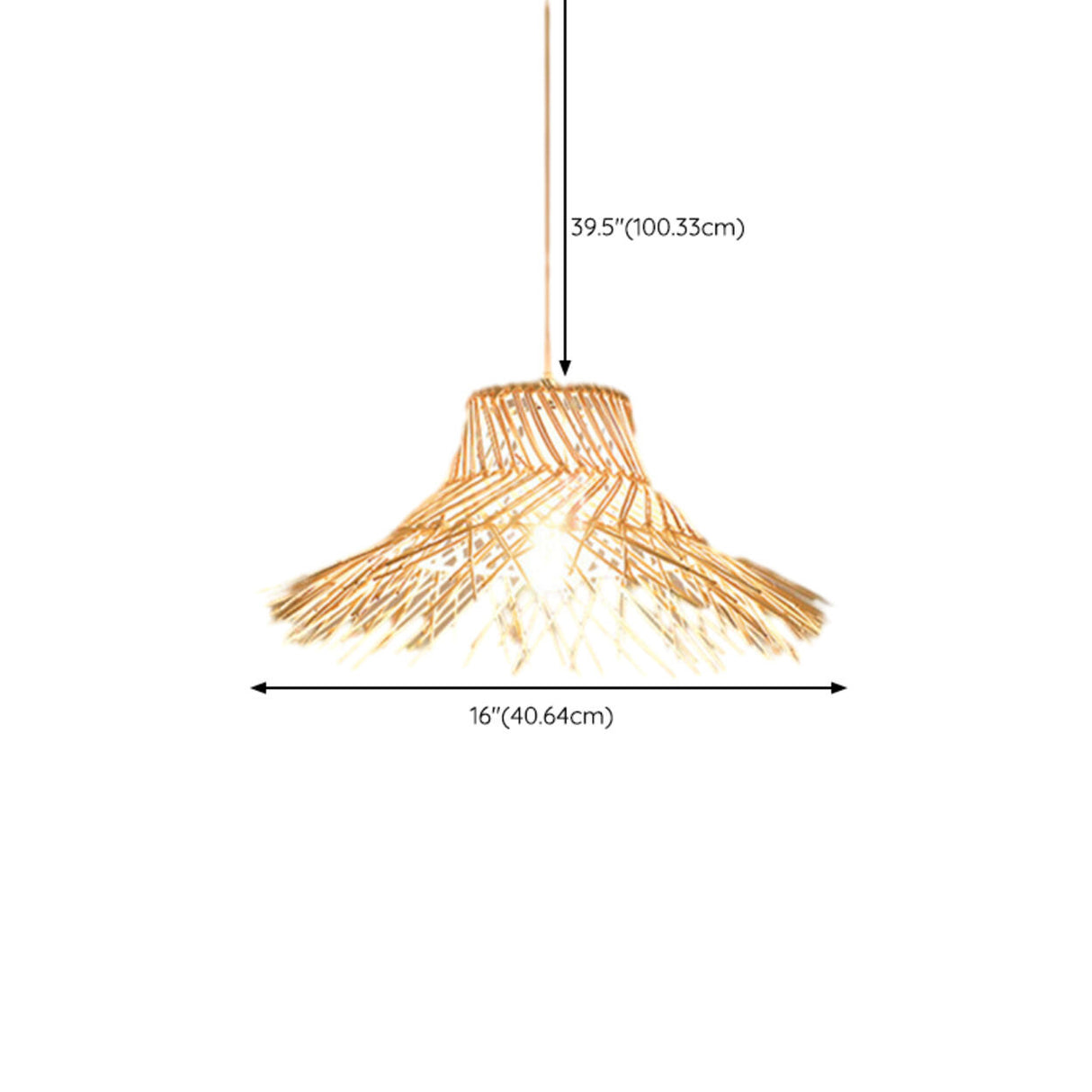 Oriental Cone Cane Rattan Beige Pendant Light 
