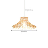 Oriental Cone Cane Rattan Beige Pendant Light #size