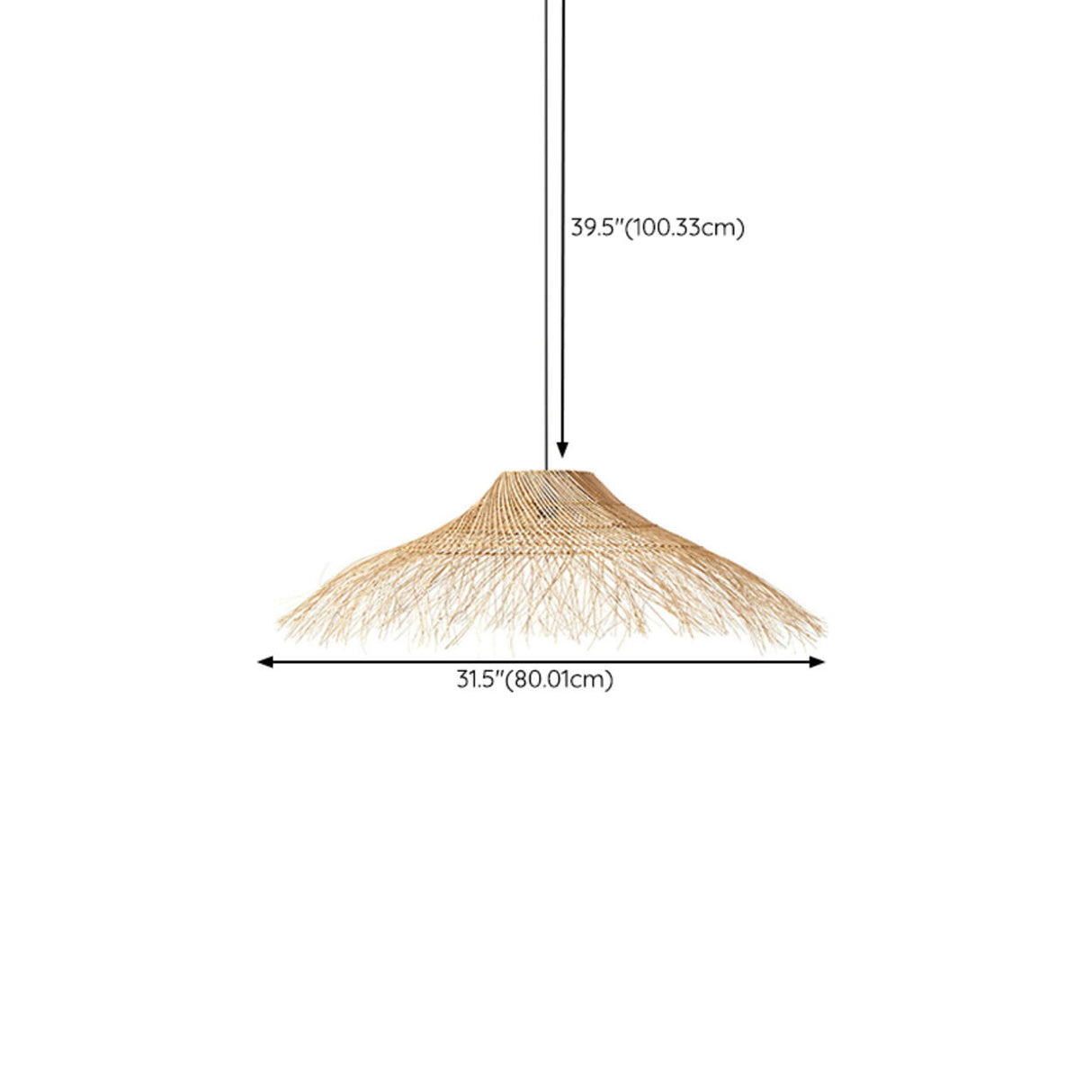 Oriental Cone Cane Rattan Beige Pendant Light Image - 16