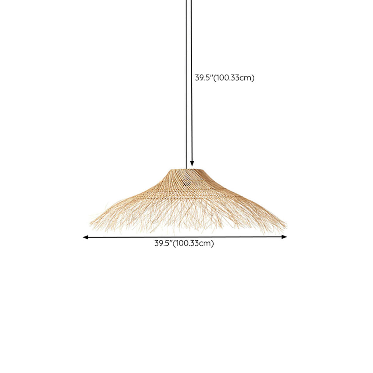 Oriental Cone Cane Rattan Beige Pendant Light Image - 17