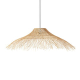 Oriental Cone Cane Rattan Beige Pendant Light Image - 5