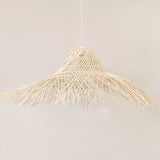 Oriental Cone Cane Rattan Beige Pendant Light Image - 6