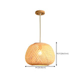  Oriental Hanging Round Natural Bamboo Pendant Light Image - 11