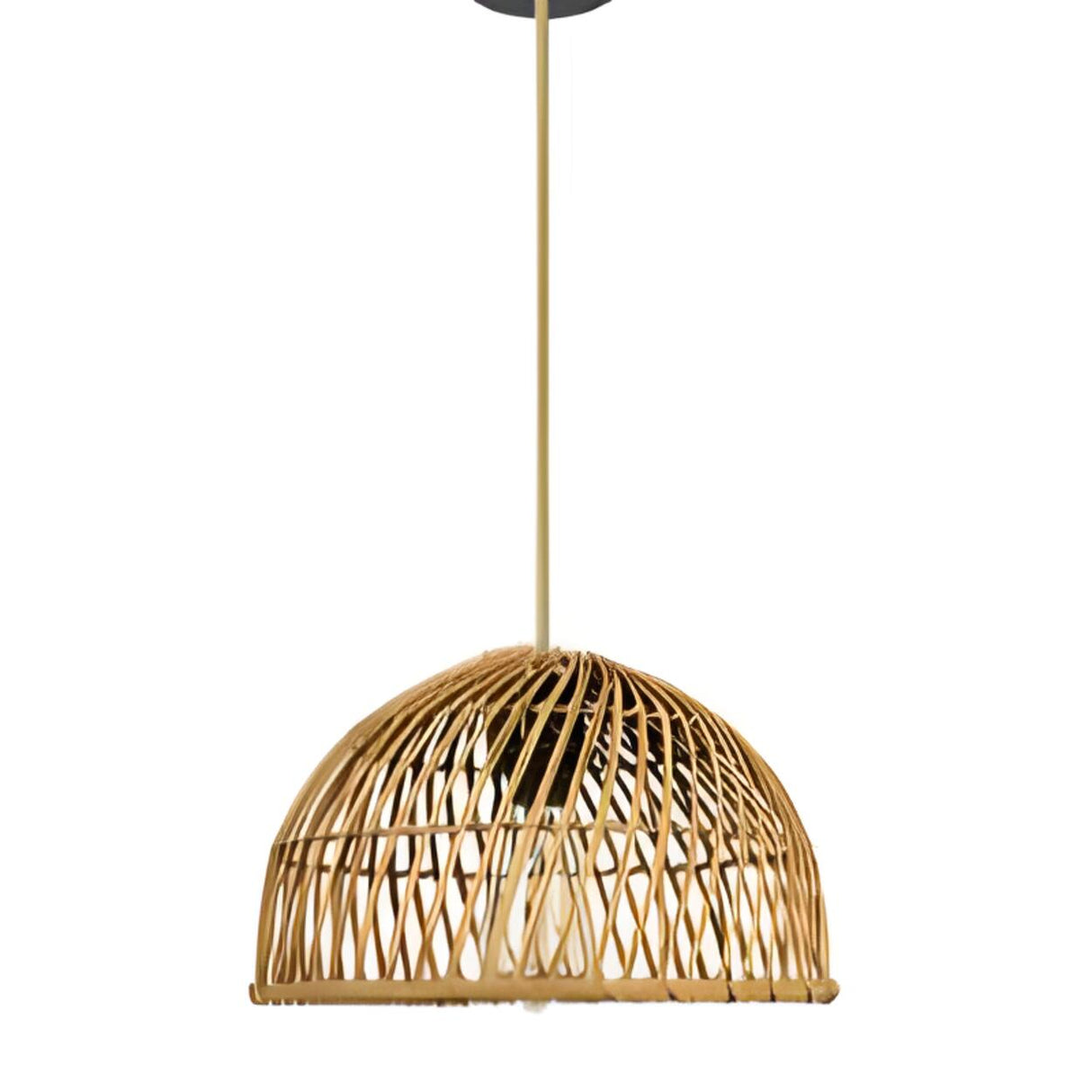  Oriental Hanging Round Natural Bamboo Pendant Light Image - 5