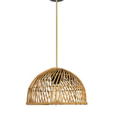  Oriental Hanging Round Natural Bamboo Pendant Light Image - 5