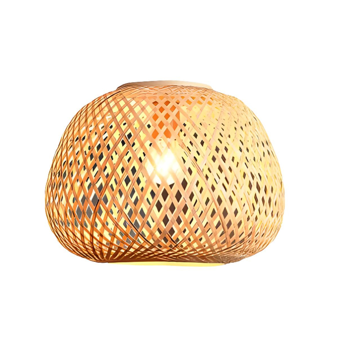 Oriental Hanging Round Natural Bamboo Pendant Light Image - 6