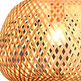  Oriental Hanging Round Natural Bamboo Pendant Light Image - 8