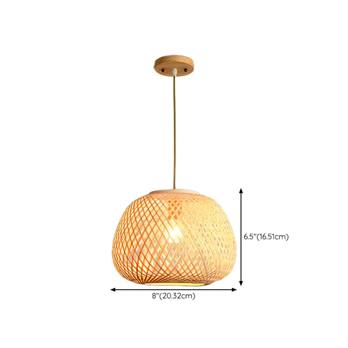  Oriental Hanging Round Natural Bamboo Pendant Light 