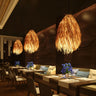 Oriental Mini Beige Rattan Unique-Shaped Pendant Light Image - 1