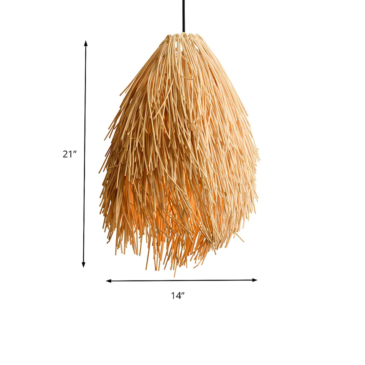 Oriental Mini Beige Rattan Unique-Shaped Pendant Light 