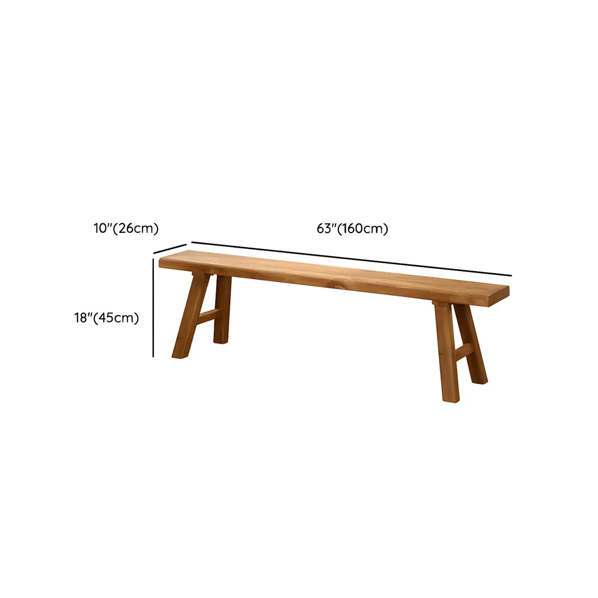 Oriental Natural Finish Wood Entryway Bench with Legs Image - 12