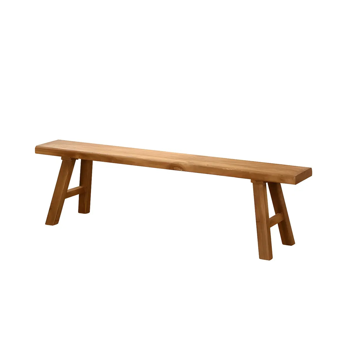 Oriental Natural Finish Wood Entryway Bench with Legs Image - 5