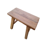 Oriental Natural Finish Wood Entryway Bench with Legs Image - 7
