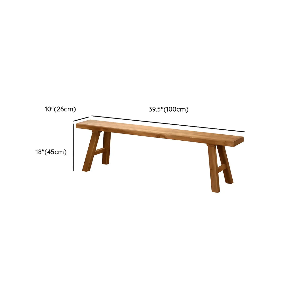 Oriental Natural Finish Wood Entryway Bench with Legs Image - 9
