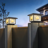 Oriental Square Black Metal Post Light Outdoor Lamp Image - 1