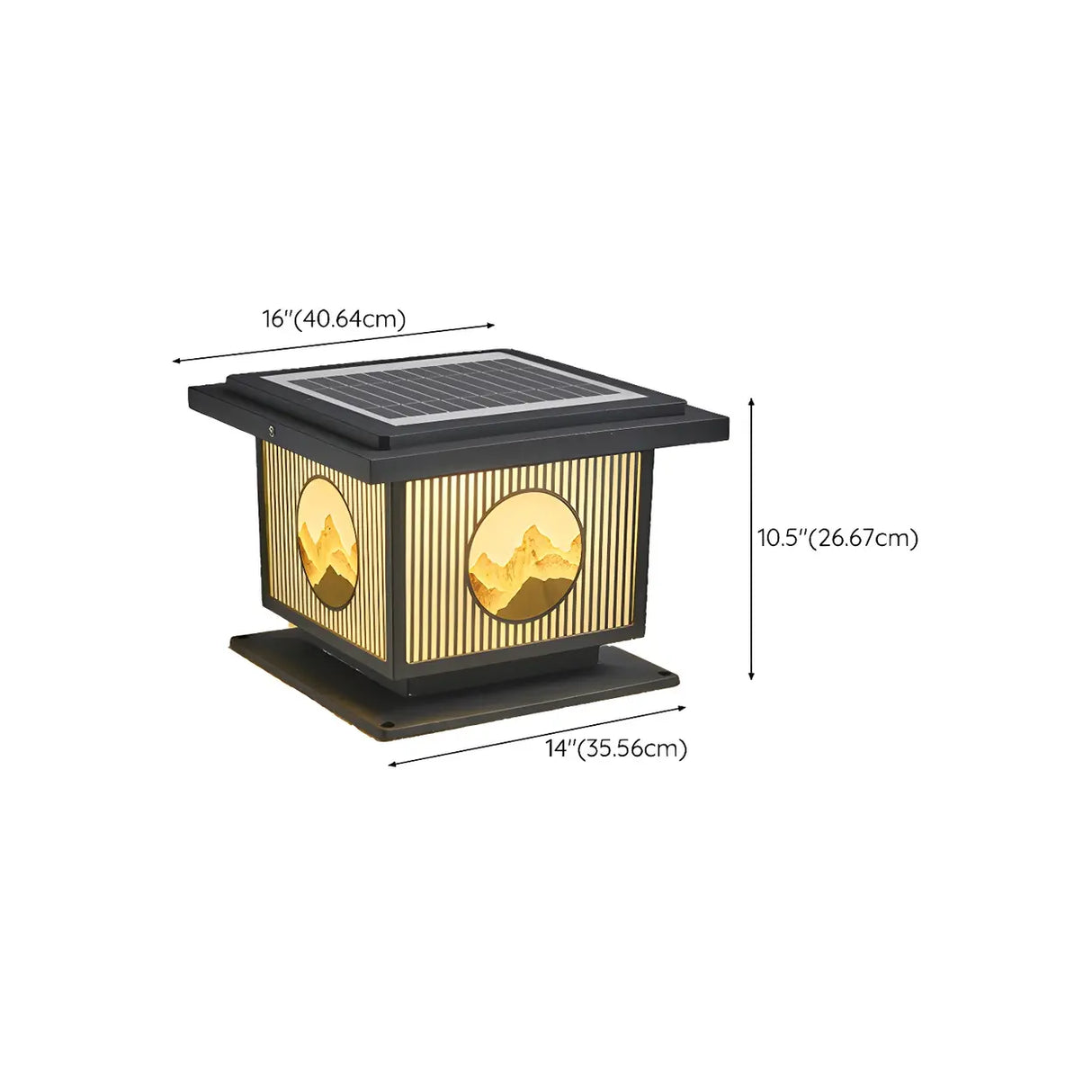 Oriental Square Black Metal Post Light Outdoor Lamp Image - 14