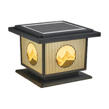 Oriental Square Black Metal Post Light Outdoor Lamp Image - 6