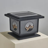 Oriental Square Black Metal Post Light Outdoor Lamp Image - 7