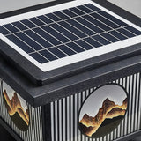 Oriental Square Black Metal Post Light Outdoor Lamp Image - 9
