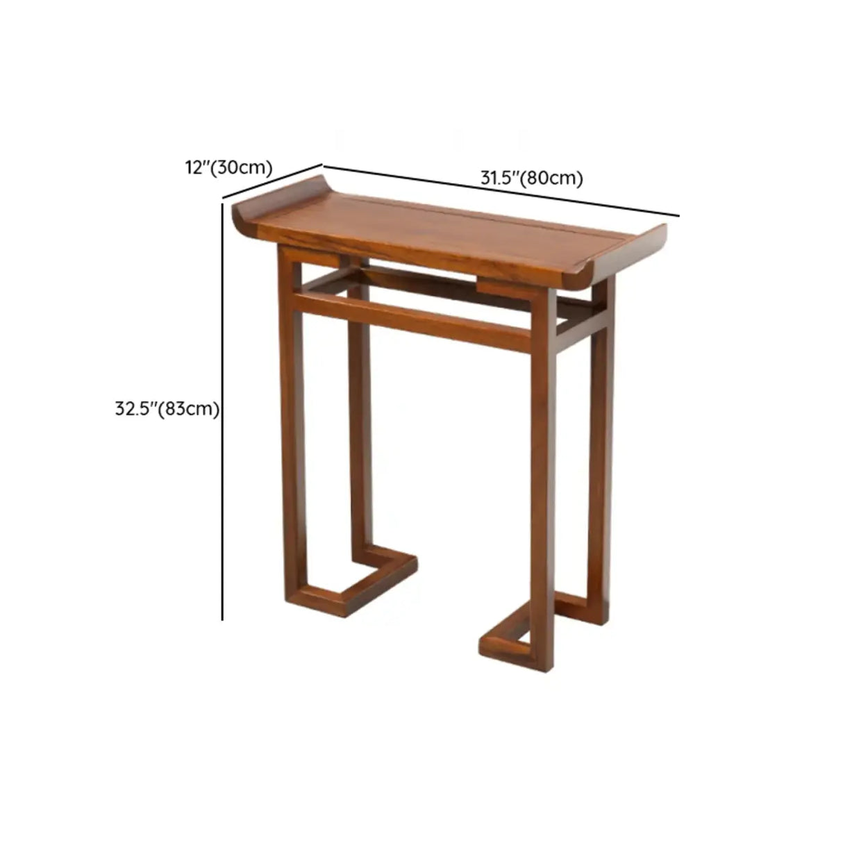Oriental Wood Geometric Mahogany Foyer Console Table Image - 10