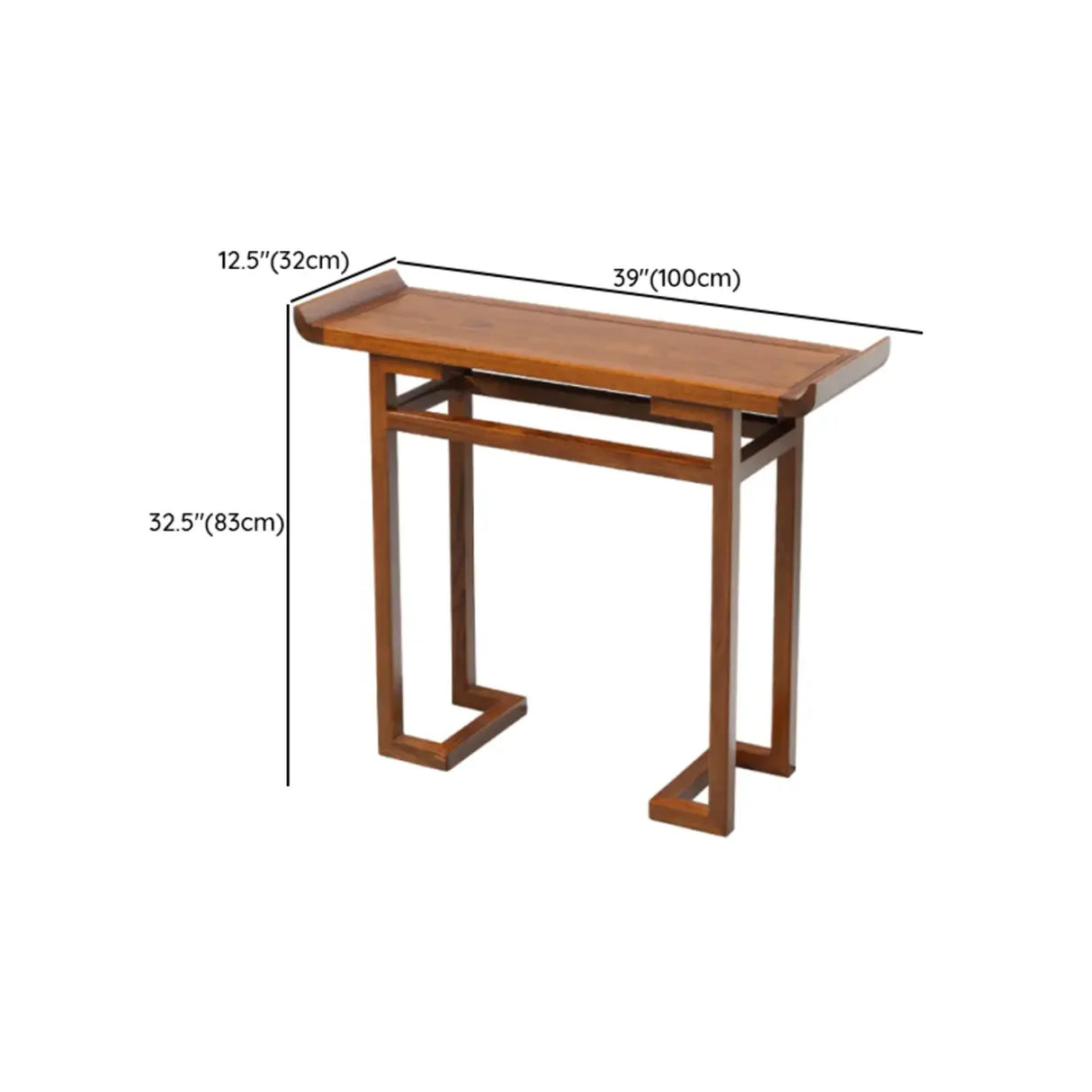 Oriental Wood Geometric Mahogany Foyer Console Table Image - 12