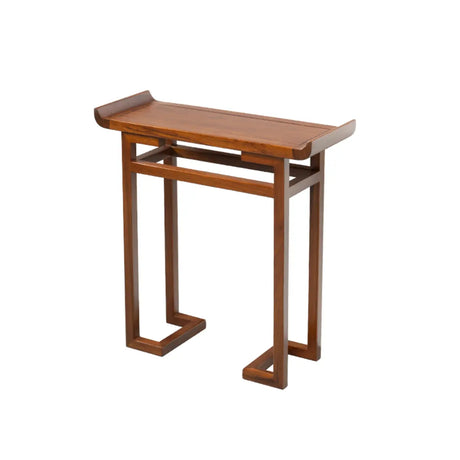 Oriental Wood Geometric Mahogany Foyer Console Table Image - 2