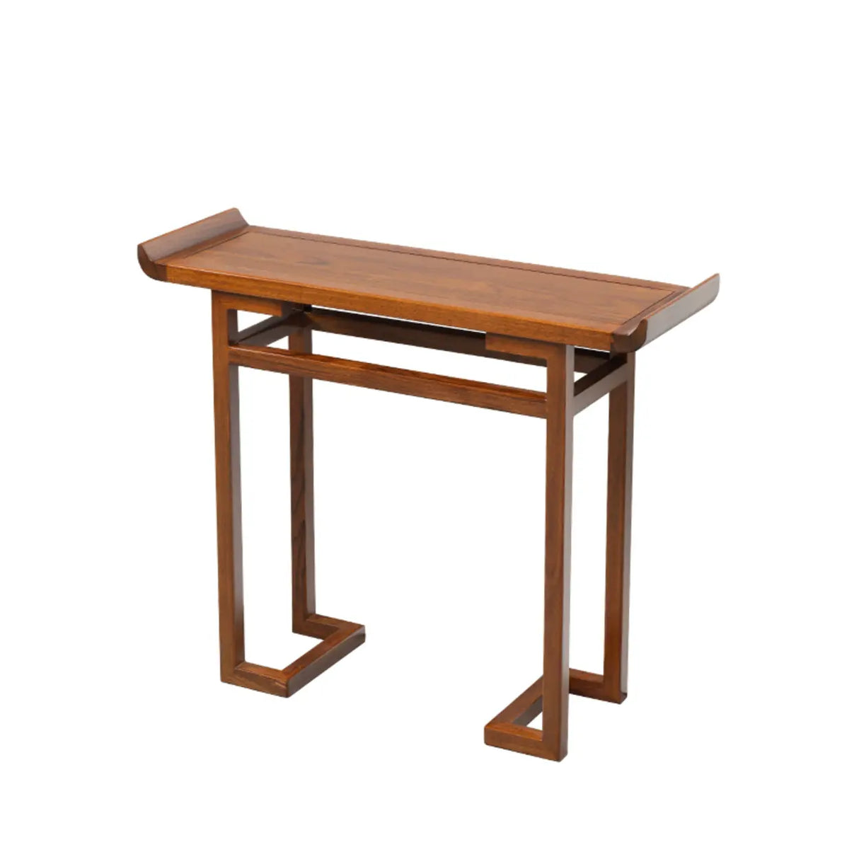 Oriental Wood Geometric Mahogany Foyer Console Table Image - 3