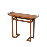 Oriental Wood Geometric Mahogany Foyer Console Table Image - 3