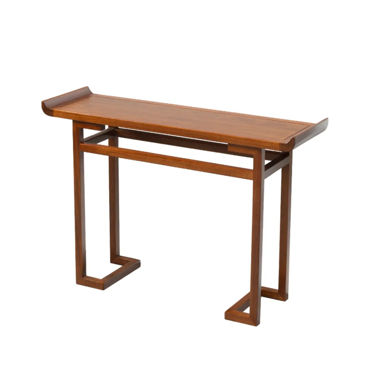 Oriental Wood Geometric Mahogany Foyer Console Table Image - 5