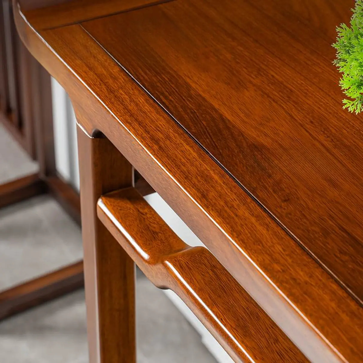Oriental Wood Geometric Mahogany Foyer Console Table Image - 6