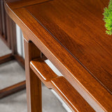 Oriental Wood Geometric Mahogany Foyer Console Table Image - 6