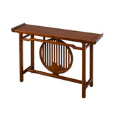 Oriental Wood Geometric Mahogany Foyer Console Table Image - 7