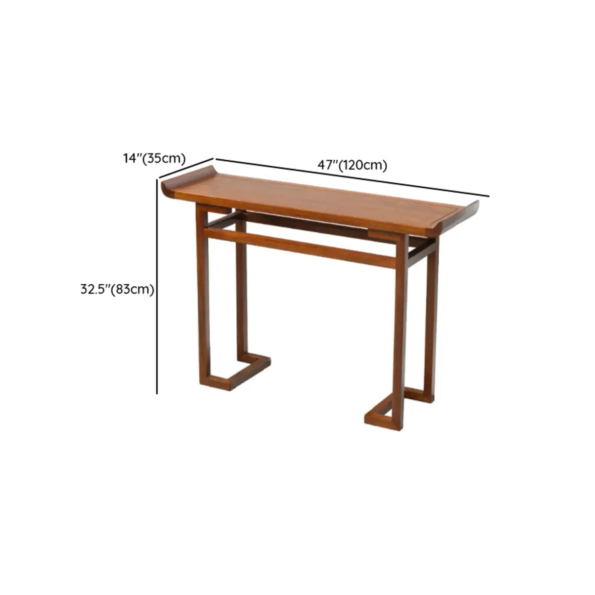 Oriental Wood Geometric Mahogany Foyer Console Table 