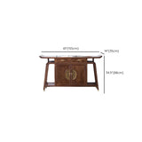 Oriental Wood Walnut Storage Console Table with Floor Shelf #size