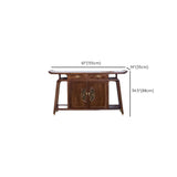Oriental Wood Walnut Storage Console Table with Floor Shelf Image - 12