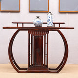 Ornate Brown Oval Mahogany Abstract Base Console Table Image - 1