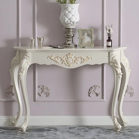 Ornate Wooden White Scratch Resistant Console Table Image - 1