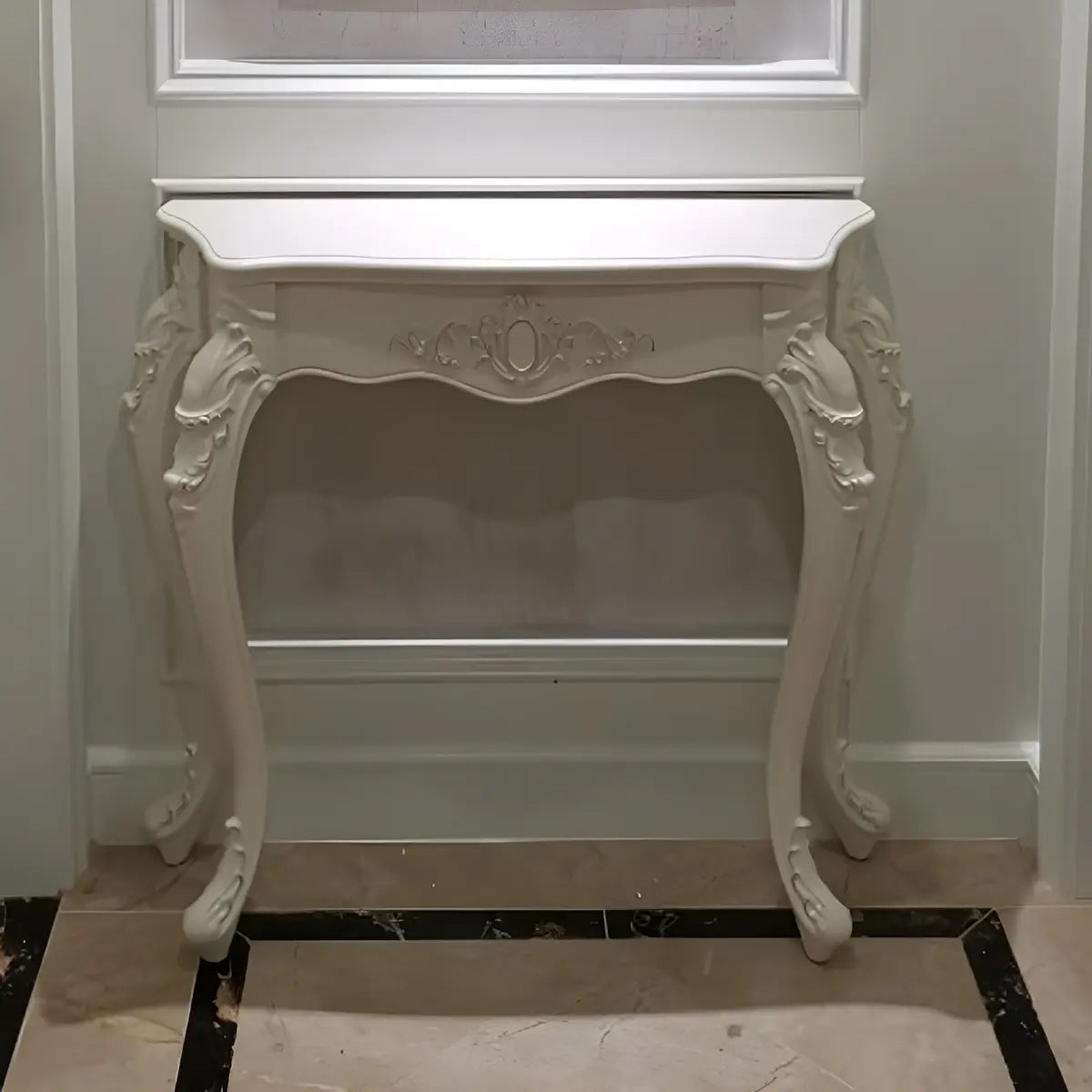 Ornate Wooden White Scratch Resistant Console Table Image - 16