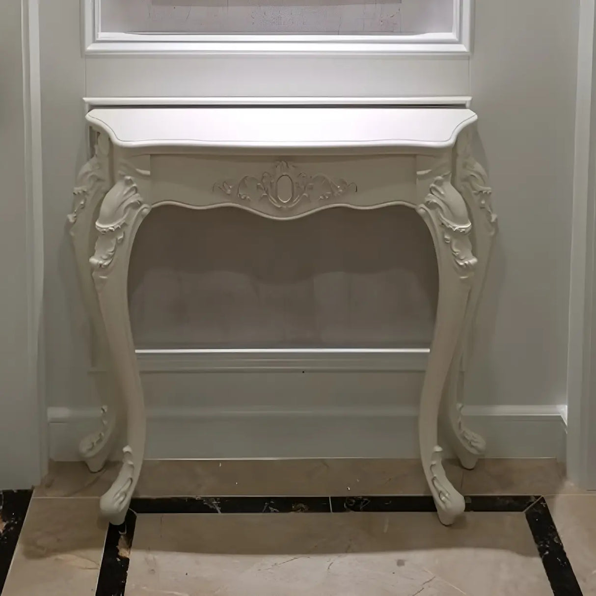 Ornate Wooden White Scratch Resistant Console Table Image - 16