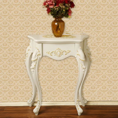 Ornate Wooden White Scratch Resistant Console Table Image - 2