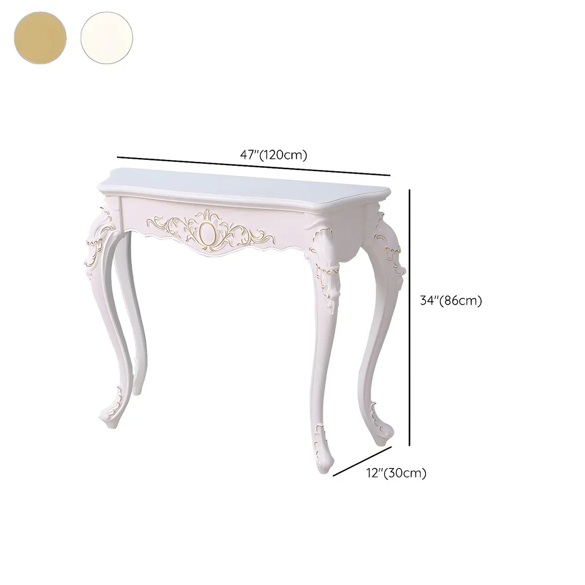 Ornate Wooden White Scratch Resistant Console Table Image - 22