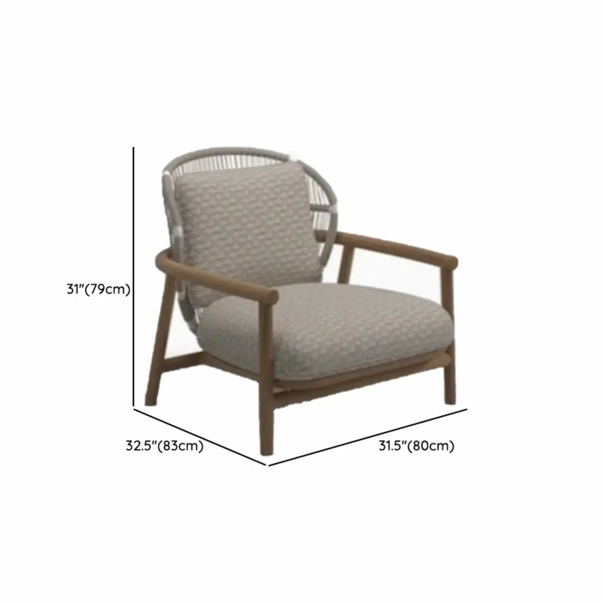 Outdoor Curved Wood Rope Beige Waterproof Patio Lounge Set 