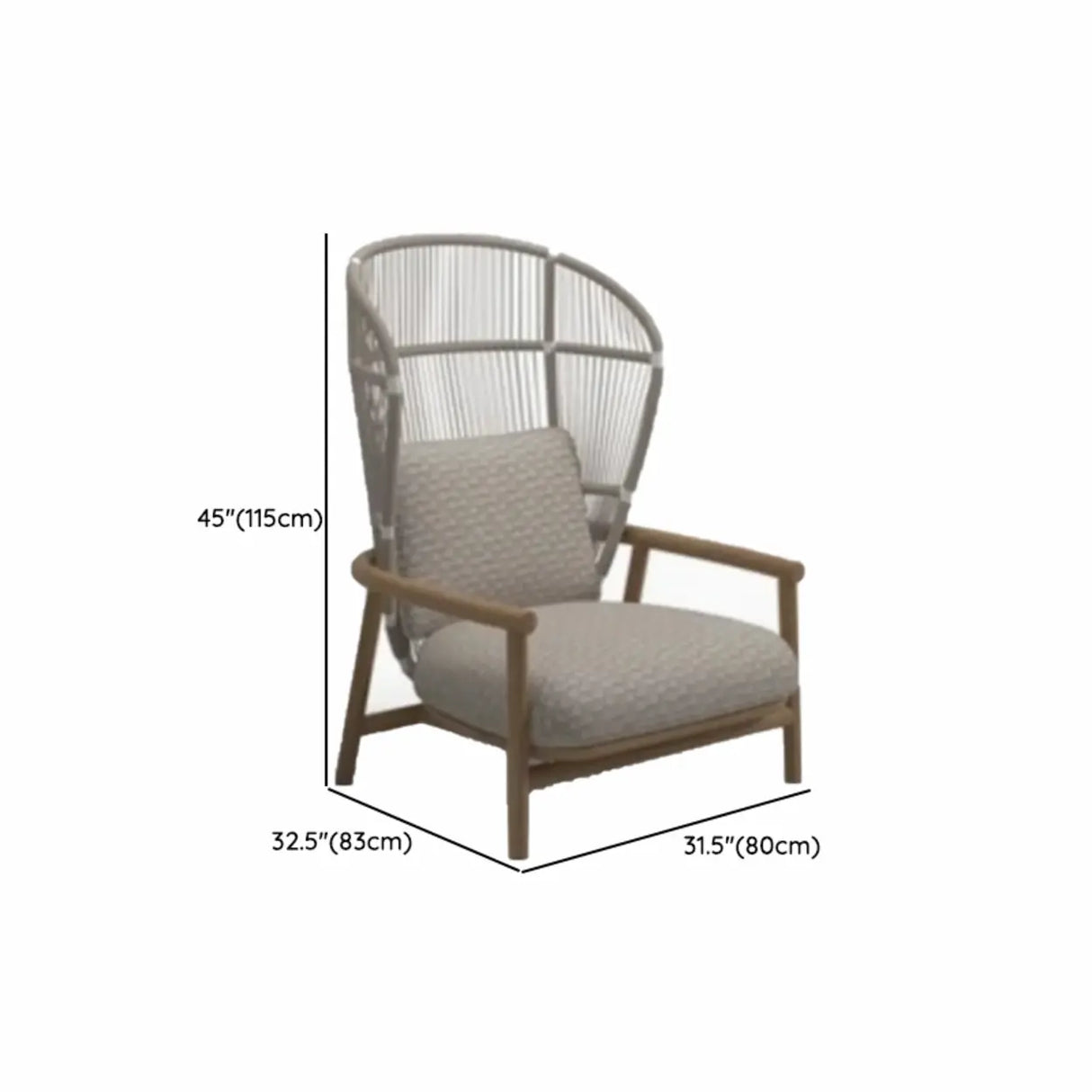 Outdoor Curved Wood Rope Beige Waterproof Patio Lounge Set Image - 11