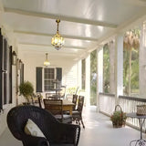 Outdoor Glass Gold Lantern Adjustable Chain Chandelier Image - 1