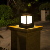 Outdoor Solar Simple Cube Metal Waterproof Pillar Light Image - 12