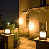 Outdoor Solar Simple Cube Metal Waterproof Pillar Light Image - 16